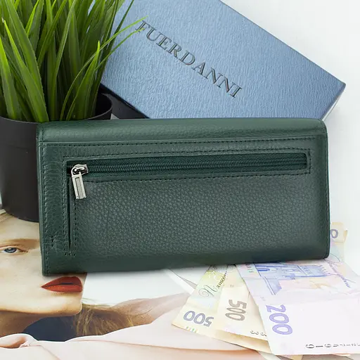 Гаманець жіночий шкіряний Fuerdanni 1180 зелений на магнітах - фото 3