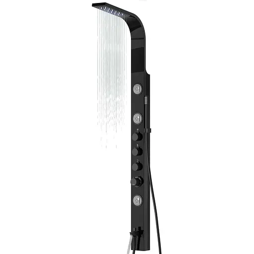 Душова панель Corsan Snake black LED з виливом S002MBLLEDW, Чорний матовий - фото 1