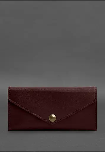 Кожаный клатч (портмоне) на кнопке 5.0 Бордовый - фото 2