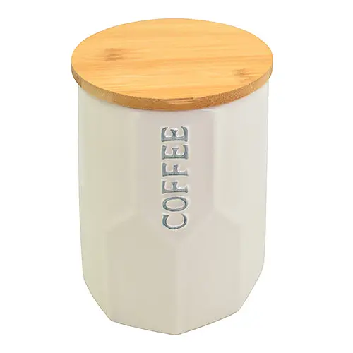 Банка для кофе "Modern" 900 мл с бамбуковой крышкой. Контейнер для кофейных зерен [MD]