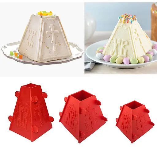 Набір розбірних форм з 3 штук для сирної паски 1.0 кг / 0.5 кг / 0.3 кг, Ласунка Червоний 83074 - фото 3