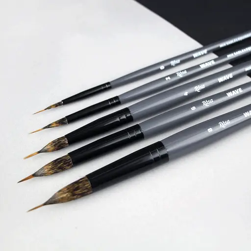 Пензель мікс білка/соболь лайнер WAVE 148 №0 коротка ручка Rosa - фото 5