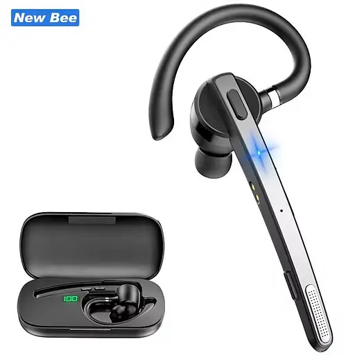 Бездротова Bluetooth гарнітура New Bee M53 з шумозаглушенням і зарядним кейсом Чорний - фото 2