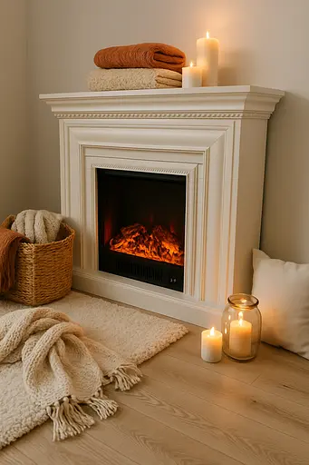 Електричний камін Elizabet White Bluetooth звук потріскування дров 1500Вт (10080128) - фото 3