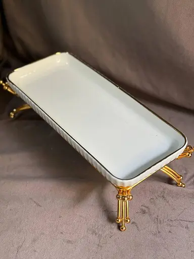 Керамическое блюдо 1565 G для сервировки с декоративной подставкой 30х12,5см - фото 3