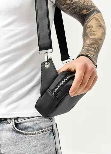 Мужская сумка бананка Sambag Harvi черная 24×16×6 см (88213001m) - фото 5