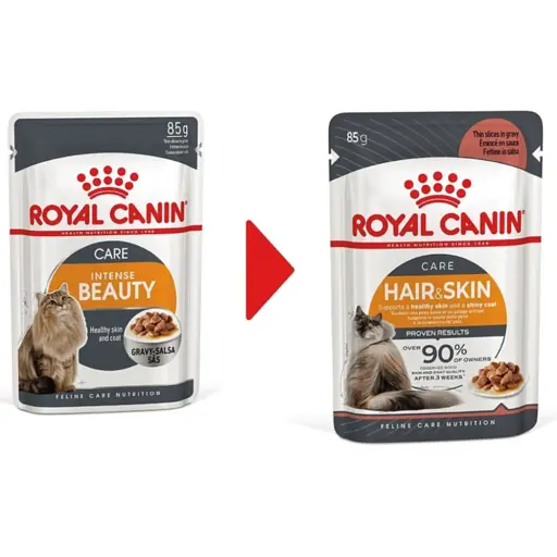 Вологий корм для кішок з чутливою шкірою і проблемною шерстю Royal Canin Intense Beauty, шматочки в соусі, 85 г - фото 1