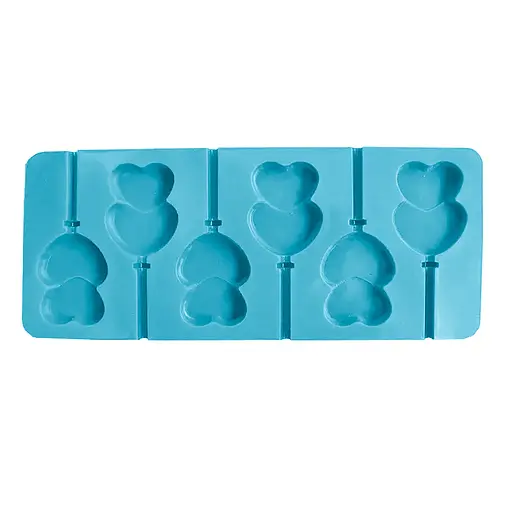 Силиконовая форма для леденцов и конфет на палочке "Сердечки", Kitchen Master Бирюзовый 87405 - фото 1