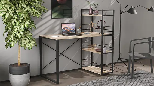 Письменный стол Ferrum-decor Серии Коннект с этажеркой 75x120x60 черный ДСП Дуб Сан-Марино 16мм (FRD-104220) - фото 2