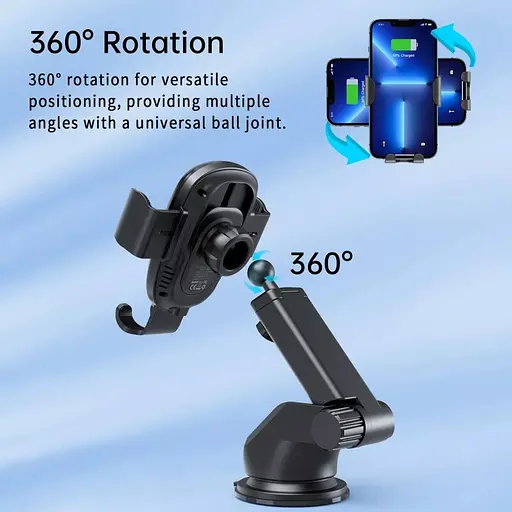 Автомобільне кріплення Choetech Gravity Car Wireless 15W Charger 4.7-7.2" Black - фото 5