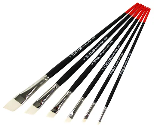 Пензель синтетика кутова Milk 1108A №1 довга ручка Kolos - фото 2