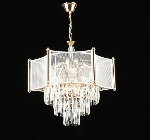 Люстра підвісна кришталева E2717/7, Золото+Білий