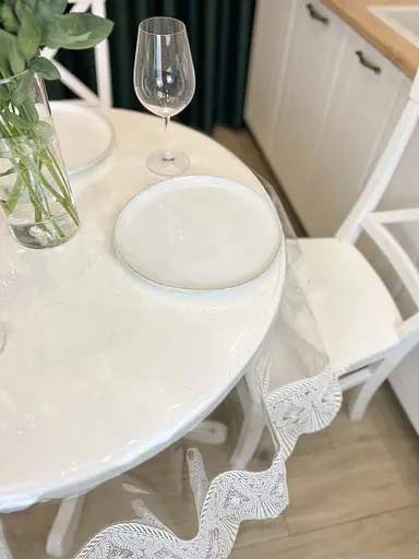 Силиконовая скатерть с молочным кружевом Ришелье 15 см 260х130 см - фото 3