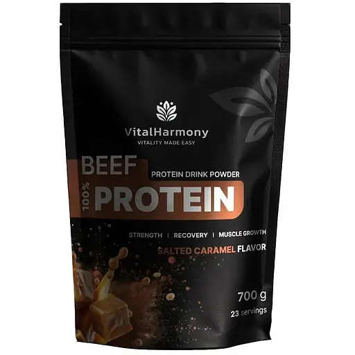 Яловичий гідролізат VitalHarmony Beef Protein, 700 грам - Солона карамель - Пошкоджений - фото 1