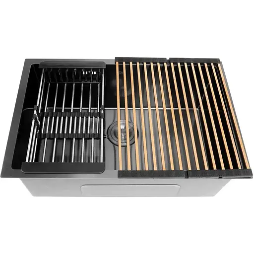 Черная кухонная мойка Nett NB-6845 из нержавейки под столешницу 1.5 мм - фото 7