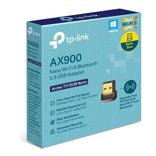 WiFi-адаптер TP-Link WiFi Archer TX10UB nano AX900, USB, BT5.3 (ARCHER-TX10UB-NANO) - фото 10