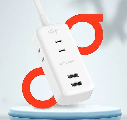 Удлинитель фильтр Aigo Power Strip (3 розетки и 2 USB) 1 m AC0320 - фото 6