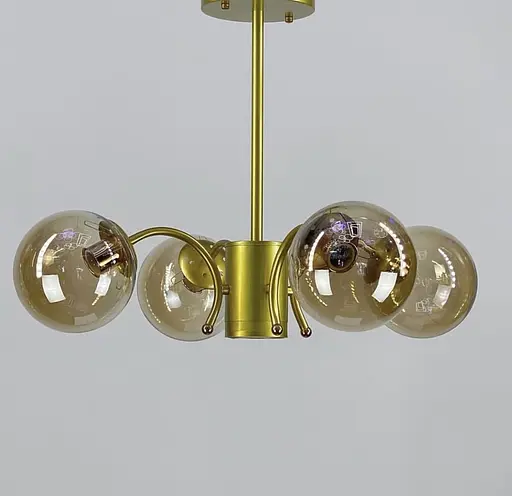 Стельова люстра на 4 або 6 плафони в корпусі золотистого кольору Line.F Кількість ламп 6 - фото 1