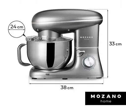 Кухонный комбайн Mozano профессиональный тестомес Kitchen Machine 2300 Вт чаша 6,2л Silver - фото 6