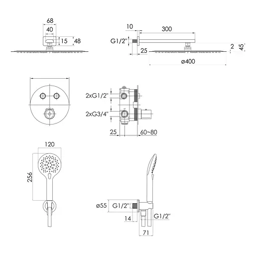 Душова система прихованого монтажу Imprese Centrum SET20220110, Хром - фото 2