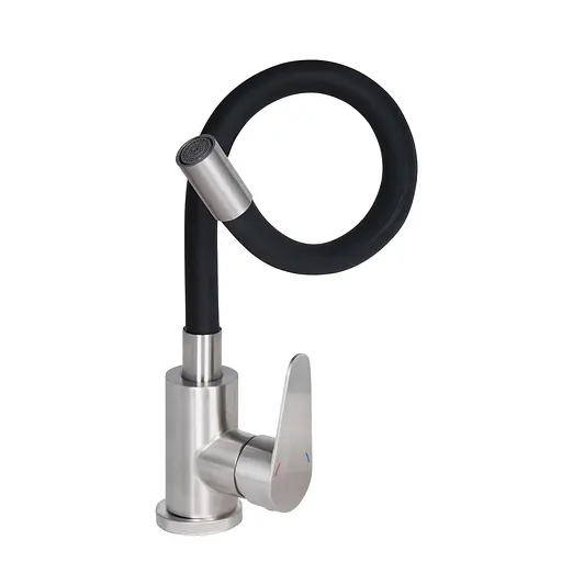 Смеситель для кухни Lidz Vida 04R-BFS U-образный гибкий Black (k35) Нержавеющая сталь - фото 2