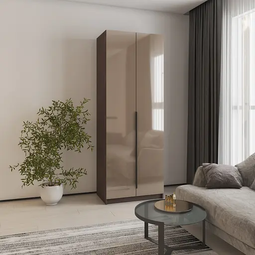 Шафа 2-дверна MebelStar Оскар Gloss BL-B, блок шухляд 80x52x220 см Дуб рістрето/Латте (MBS-5132) - фото 1