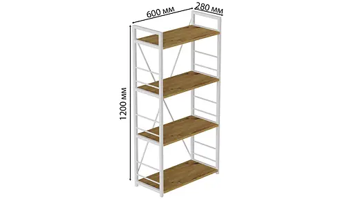 Етажерка 4/60 Ferrum-decor Серії Коннект 120x60x28 білий ДСП Дуб Артізан 16мм (FRD-104244) - фото 4