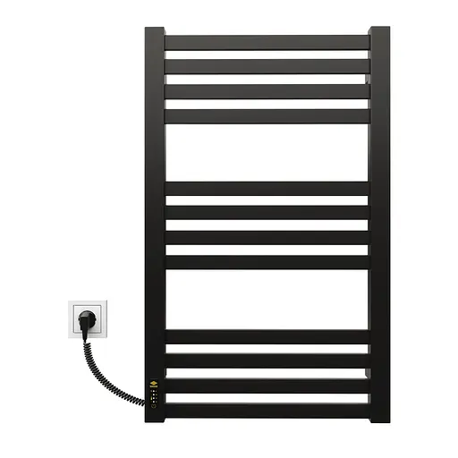 Электрический полотенцесушитель Kosser Герда 800x500 EL тайм. черный ДГ02EL, Черный матовый, Левое - фото 2