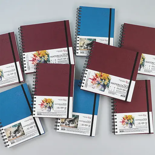 Блокнот для акварели на спирали Watercolor by Smiltanis 20х20 см 200г/м2 30 л белая бумага Бордо ROSA Studio - фото 9