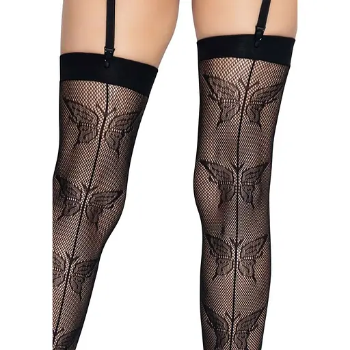 Чулки-сетка со швом сзади Leg Avenue Butterfly back seam this highs One Size Black - фото 4
