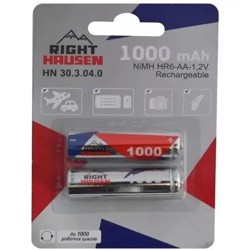 Элемент питания Right Hausen AA HR06 1000mAh HN-303040 (24) (288) Brille HN-303040 блистер 1х2 шт.