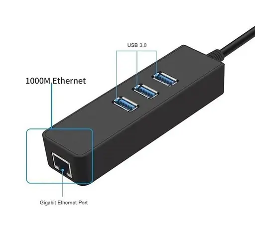 USB-Хаб Dynamode USB 3.0 - RJ45 Gigabit Lan с 3-х портовим хабом USB 3.0 (USB3.0-Type-A-RJ45-HUB3) - фото 2