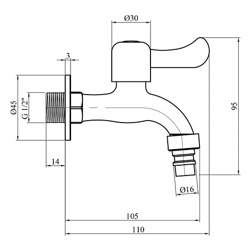 Кран для поливу Kroner KRP Edelstahl Klassisch - ESG0991 1/2'' ЗР (CV035450) - фото 2