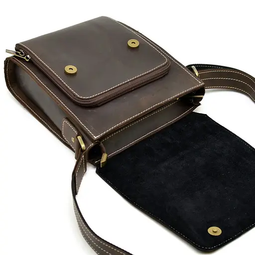 Кожаная мужская сумка через плечо TARWA 26х22х6 см sum0025826 - фото 6