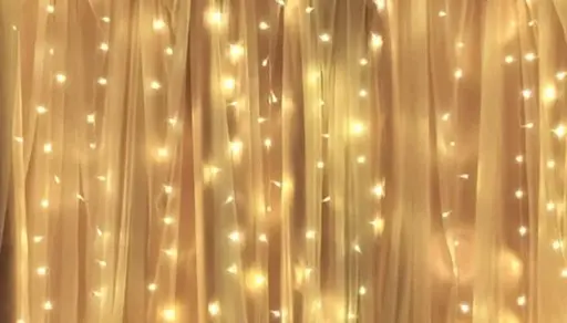 Гирлянда штора Роса 8х1.5м микродиод 600 Led лампочек, 40 нитей 220В (Золотистый свет) - фото 5