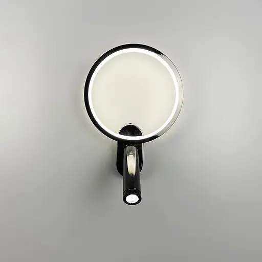 Бра в черном глянцевом корпусе со светодиодным кольцом и спотом Line F Арт. WB21/2 BK - фото 6