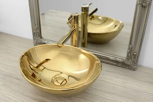 Умивальник Rea Sofia gold накладний золотий REA-U9015, Золотий - фото 3