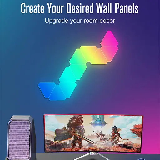 Настінний світильник Smart Triangular Quantum Light SAL-012B Bluetooth USB interface with app 6pcs White - фото 2