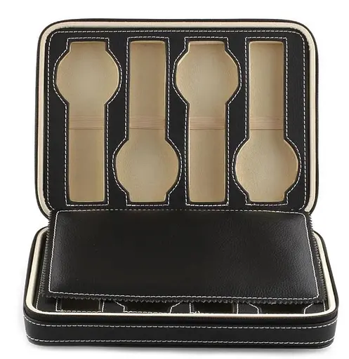 Скринька шкатулка для зберігання наручних годинників (8 годинників) Чорний - фото 2