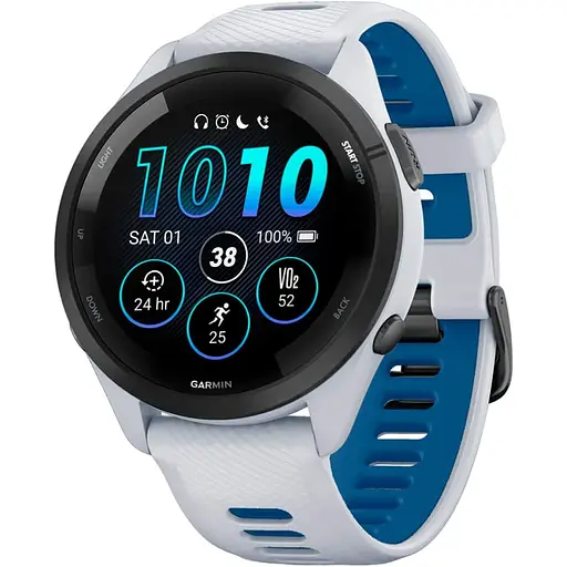Смарт-годинник Garmin Forerunner 265 Black Bezel with Whitestone Case and Whitestone/Tidal Blue Silicone Band (010-02810-01) [89366]