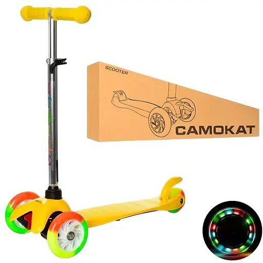 Самокат дитячий iTrike 29х11х60-69 см Жовтий 000222721