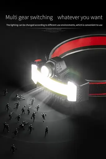 Налобний ліхтар BL-W685-1 (P30+COB біле + червоно-синє світло) + Type-C + 5 режимів - фото 7