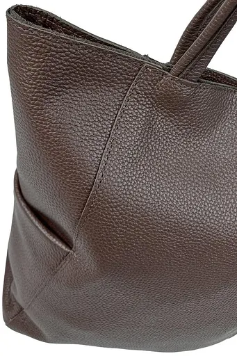 Женская кожаная сумка на двух ручках Borsacomoda темно-коричневая sum0028739 - фото 7