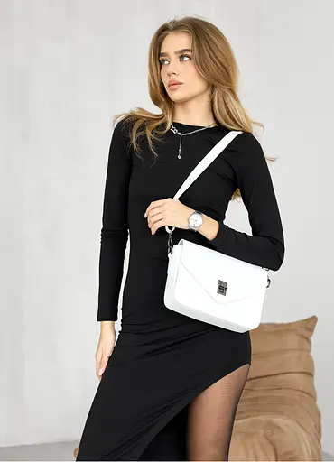 Женская сумка Sambag Leoma Shine белая 25*7*17 см (54050008) - фото 2