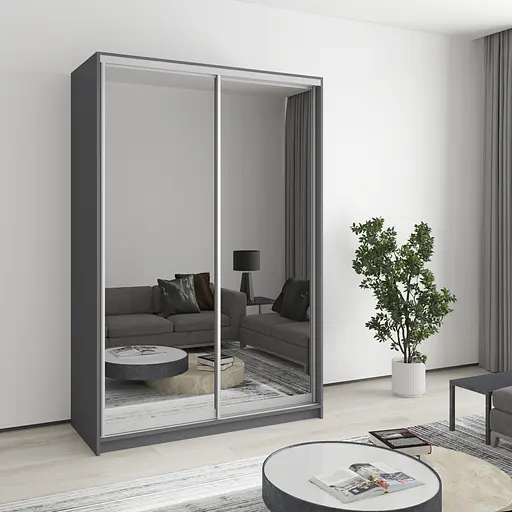 Шафа-купе дводверна MebelStar Стандарт AL 2 Дзеркала 140x60x210 см Антрацит (MBS-2526)