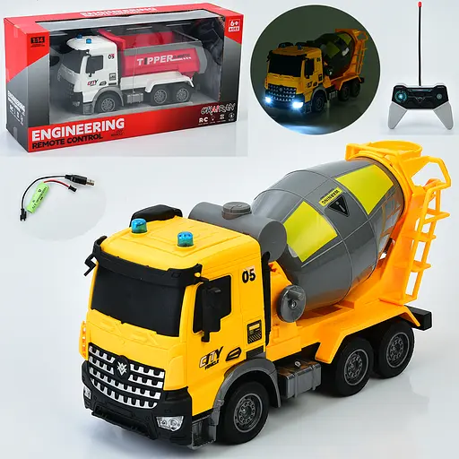 Бетоносмеситель на радиоуправлении, 28 см, 1:14, свет, USB, YJ-114-2-116-1 (В ассортименте) - фото 2