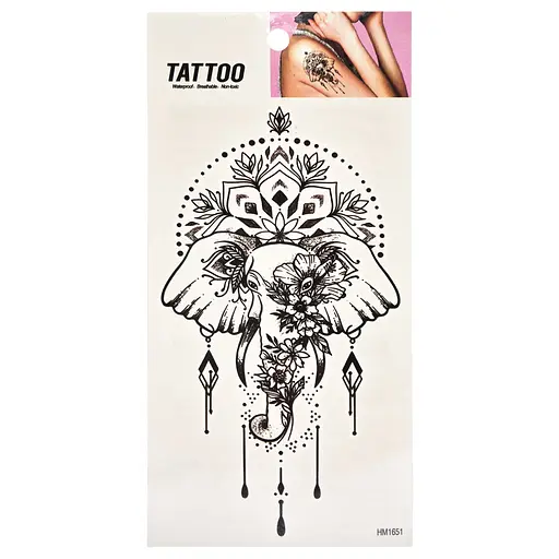 Временная татуировка Слон в цветах Tattoo 1020-HM1651