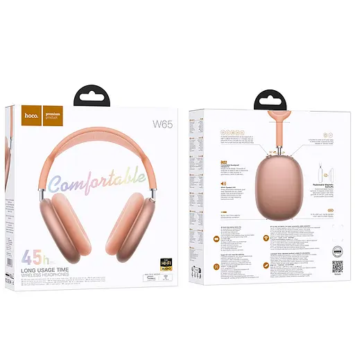 Наушники Hoco беспроводные накладные W65 Happy BT headphones Orange - фото 2