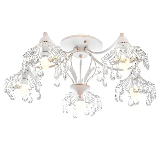 Люстра потолочная Brille винтаж в спальню E14 40W WH (LK-632C/5) - фото 3