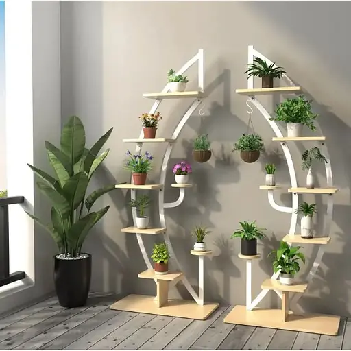 Стелаж для квітів Costway Ruta у формі півмісяця білий - фото 5